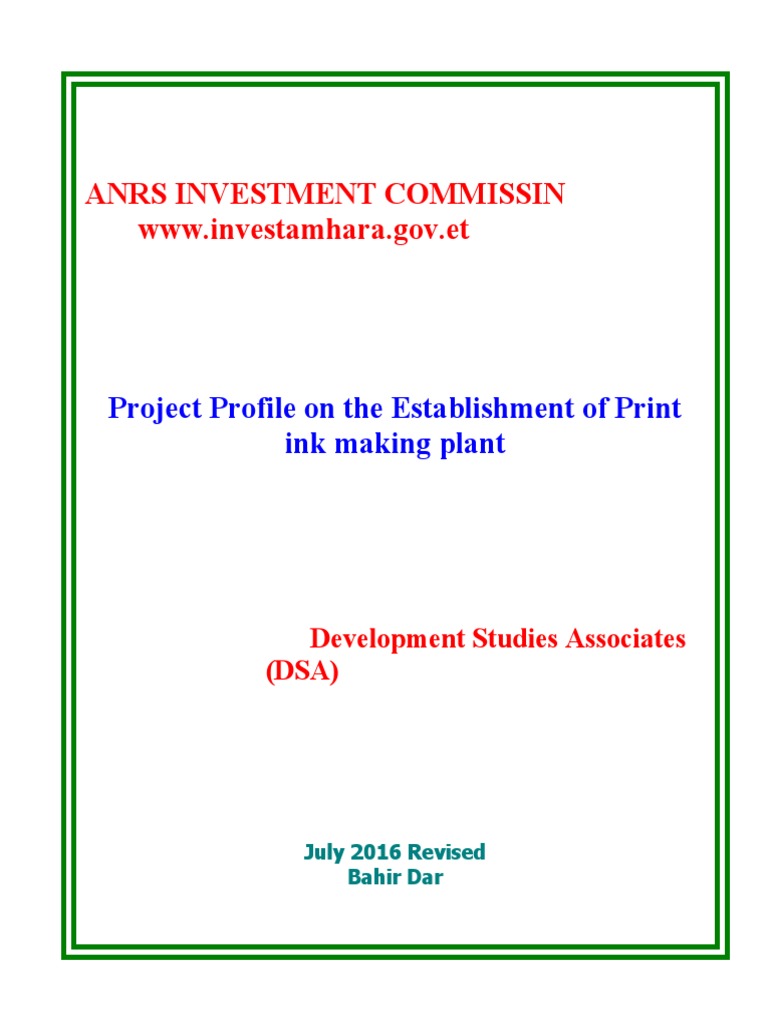 Projected Growth and Profitability of a Printing Ink Manufacturing