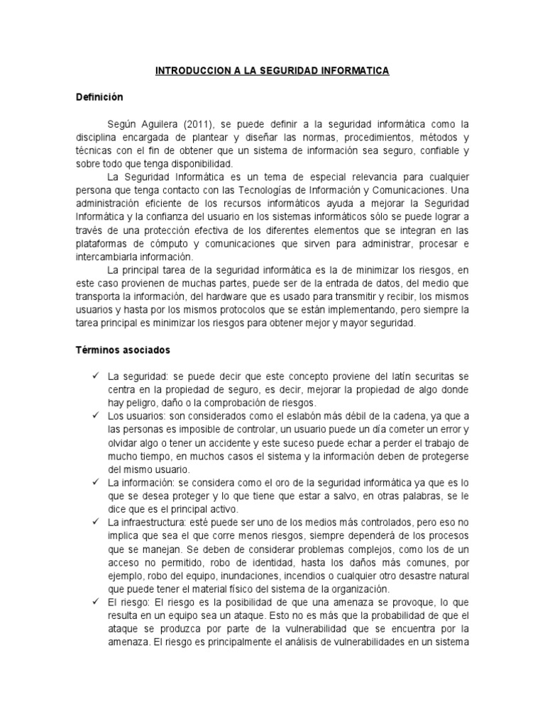 Introduccion A La Seguridad Informatica | PDF | La seguridad ...