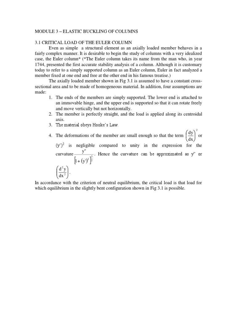 Elastic Buckling Of Columns : Stability and Buckling Analysis of Steel ...