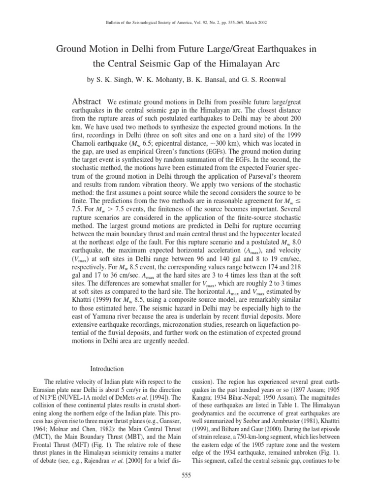 Bulletin of The Seismological Society of America Vol 92 PDF