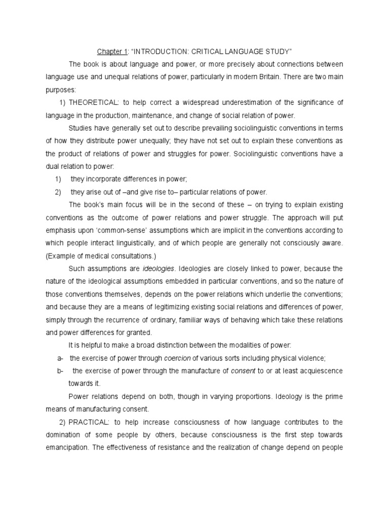 Fairclough - Language and Power | PDF | Linguistics | Power (Social And ...