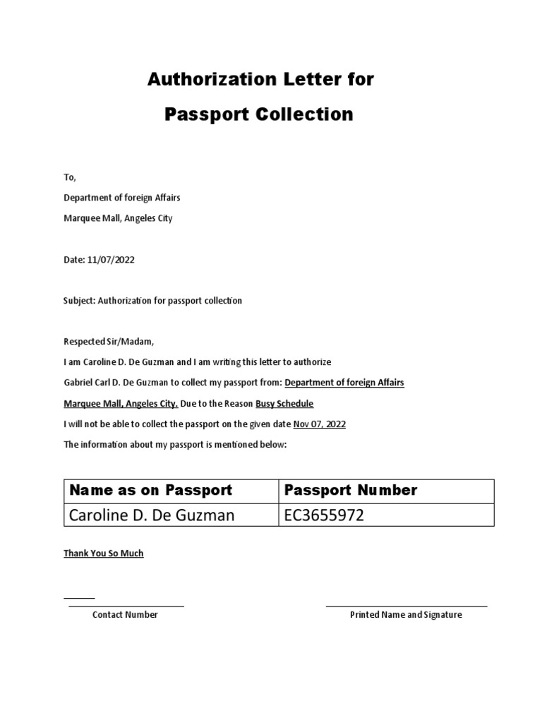 Passport Collection Authorization Letters | PDF | Security Technology ...