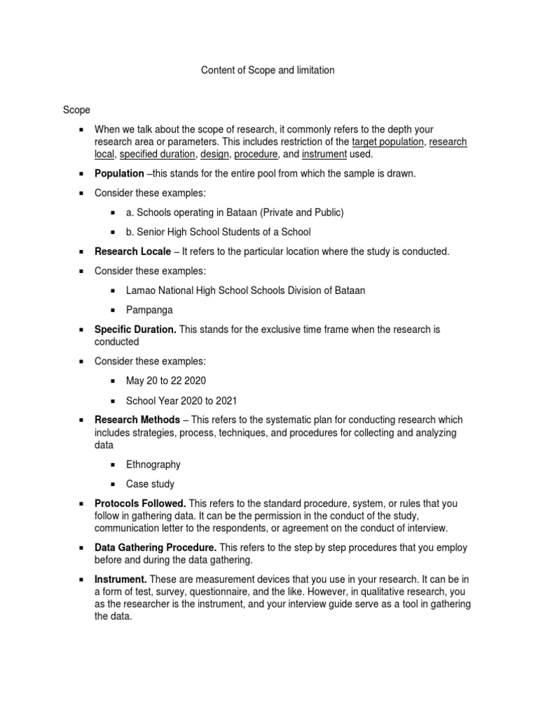 Research - Content of Scope and Limitation | PDF