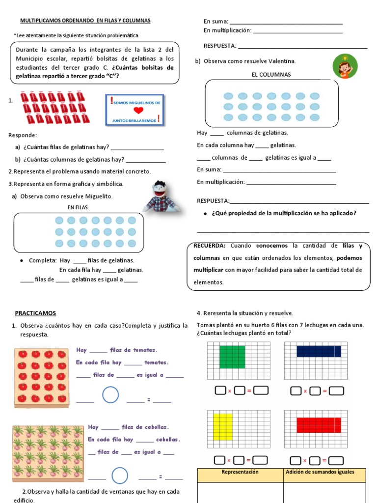 FICHA Multiplic. Ordenando 15-11-22 | PDF | Multiplicación | Álgebra ...