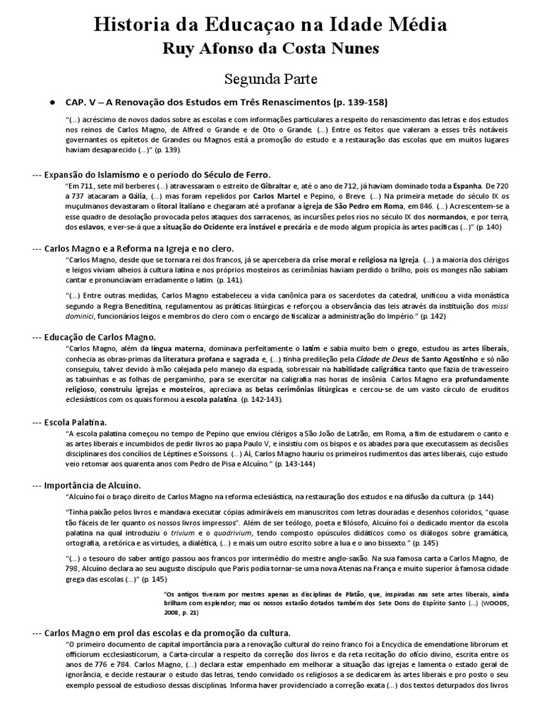 História Da Educação Na Idade Média - Parte II | PDF | Carlos Magno ...