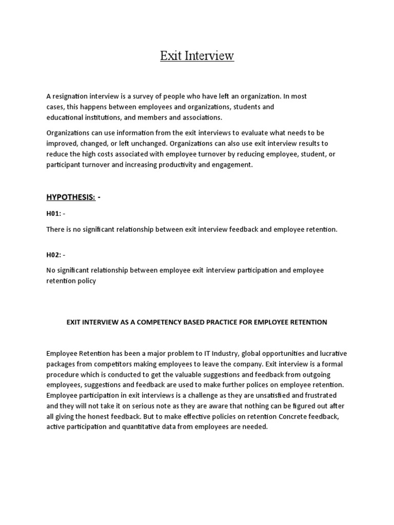 Exit Interview Hypothesis | PDF | Employee Retention | Employment