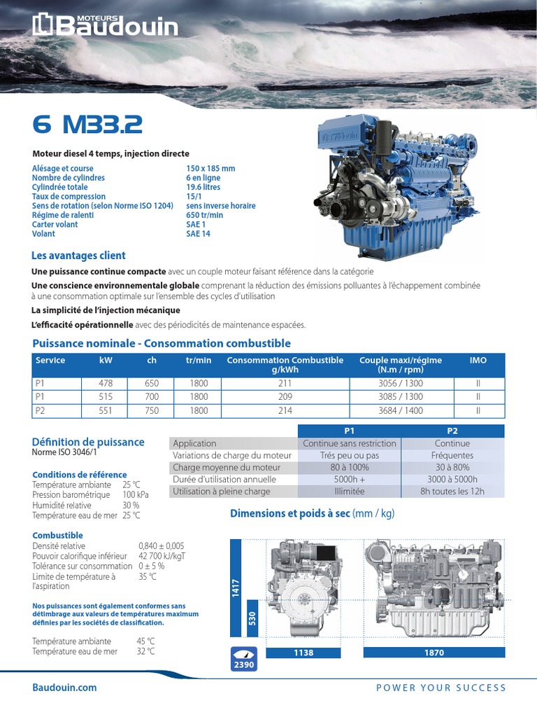 Moteur Baudouin 6M33: Performances et Specs | PDF | Injection (moteur ...