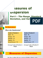 Measures of Dispersion The Range Standard Deviation and Variance 1