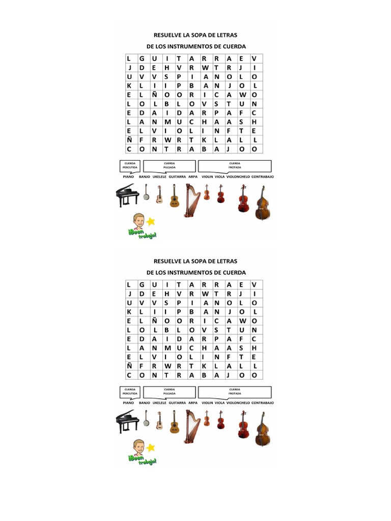 Sopa de Letras de Instrumentos Musicales | PDF