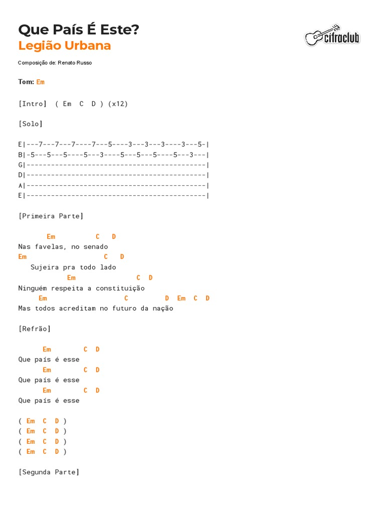 Cifra Club Legião Urbana Que País É Este PDF