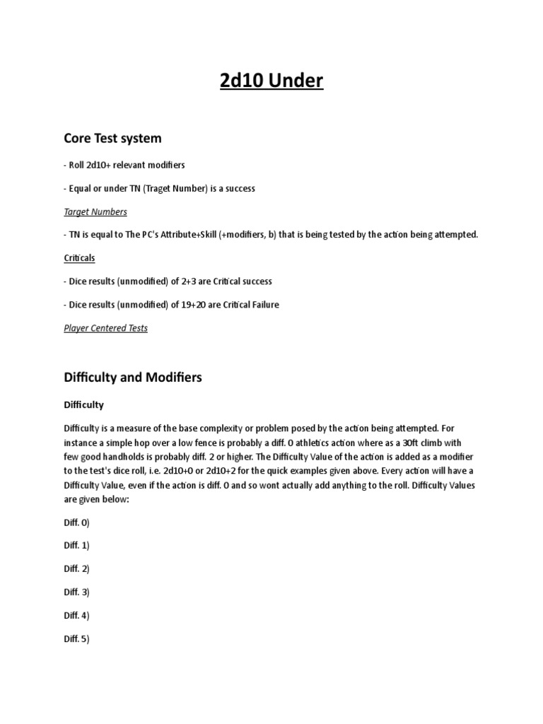 2d10 Under | PDF