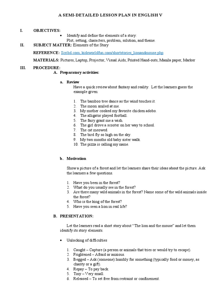 A Semi Detailed Lesson Plan English | PDF | Little Red Riding Hood