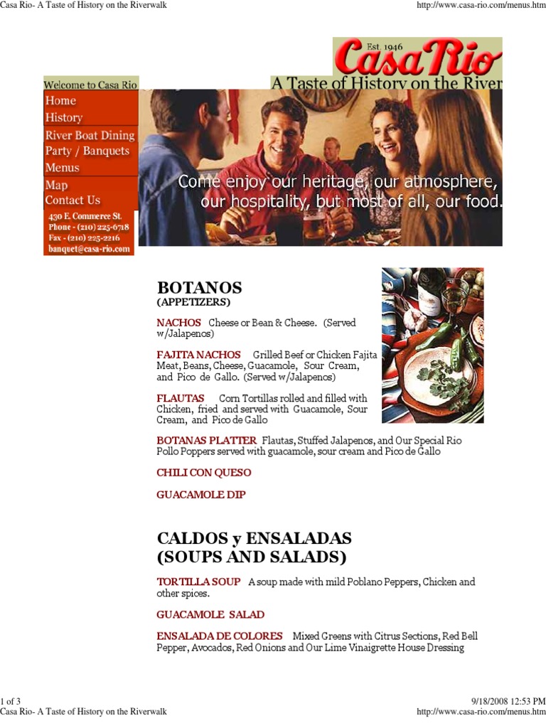 Casa Rio Menu Highlights and Prices | PDF | Taco | Fast Food