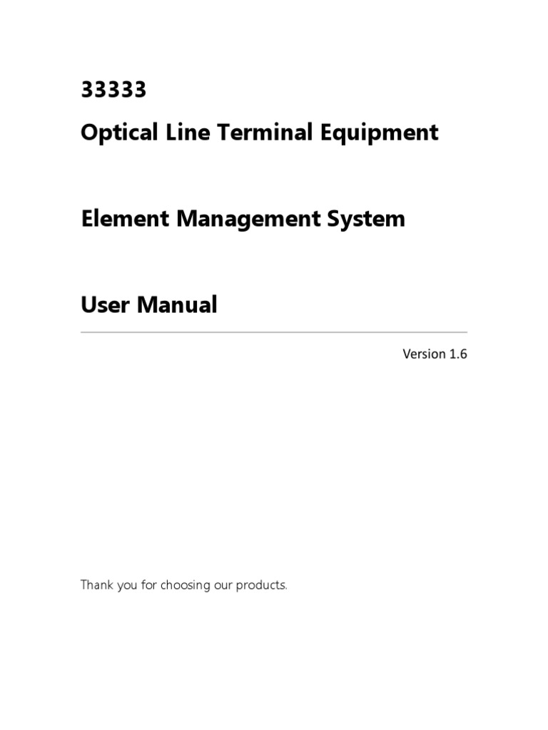 Optical line terminal equipment element management system user manual