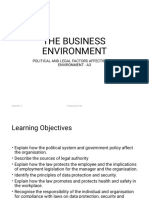 Political & Legal Factors Impacting Business Environment