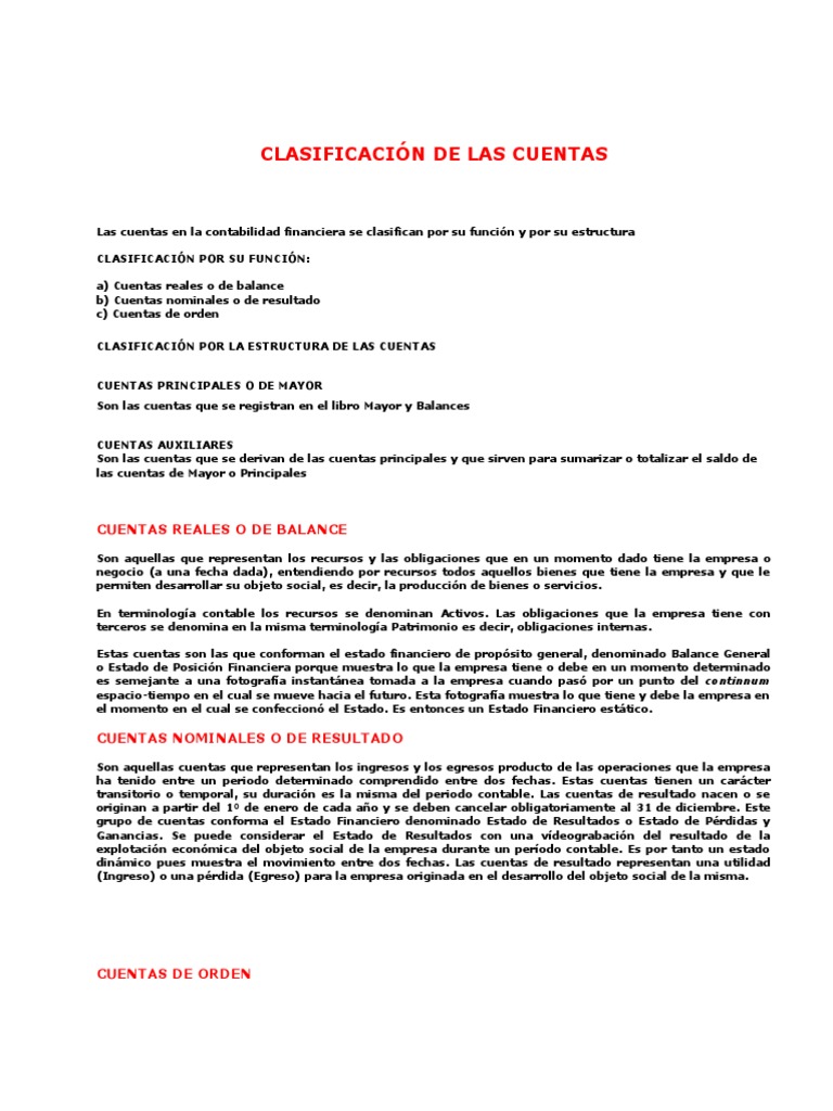 Clasificación de Cuentas Contables | PDF | Contabilidad | Estado de ...