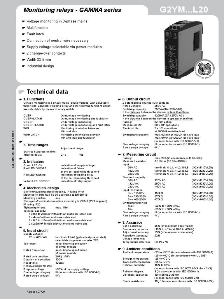 GAMMA Series Voltage Monitoring Manual | PDF | Relay | Alternating Current