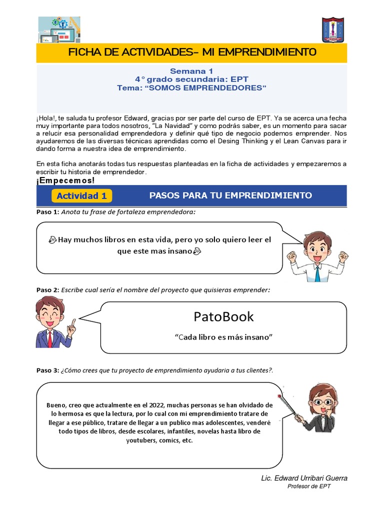 Actividades de Emprendimiento para Secundaria | PDF | Iniciativa ...