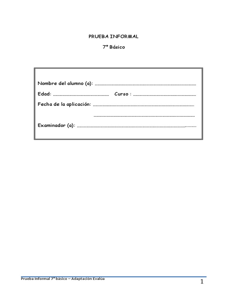 Prueba Informal 7° Básico | PDF