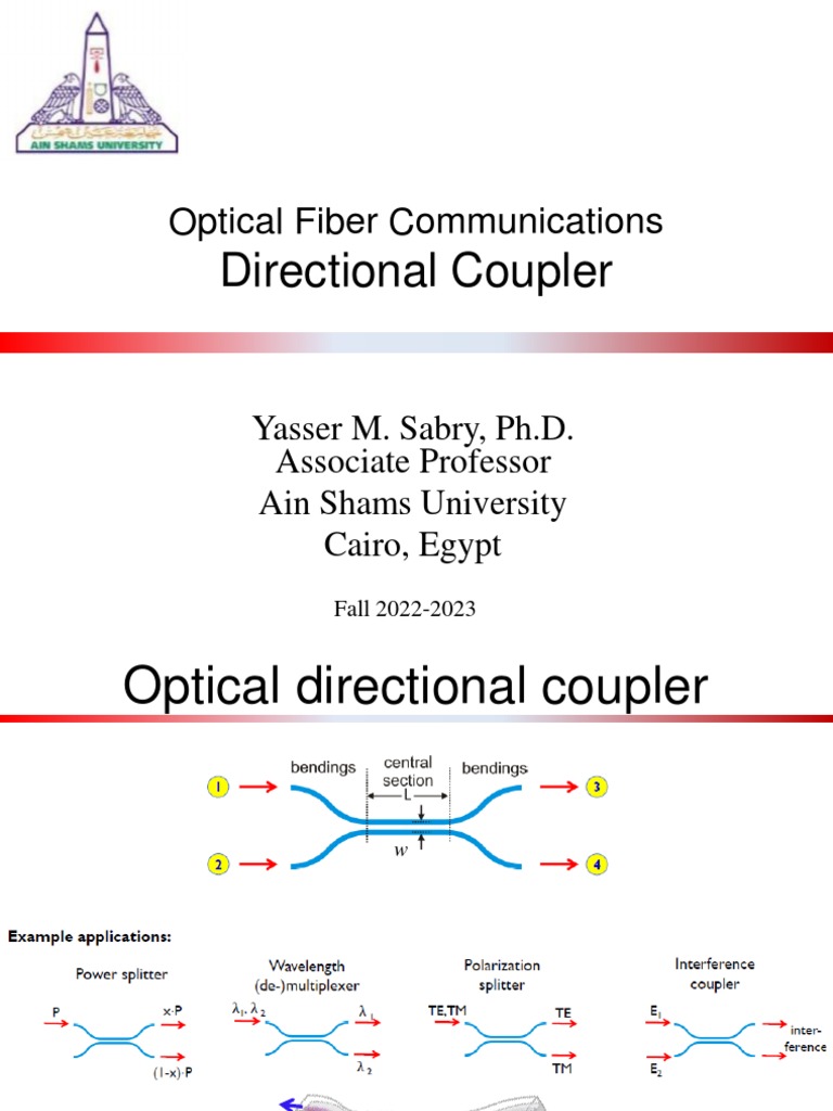 Lecture3 Directional couplers PDF Optical Fiber Optics