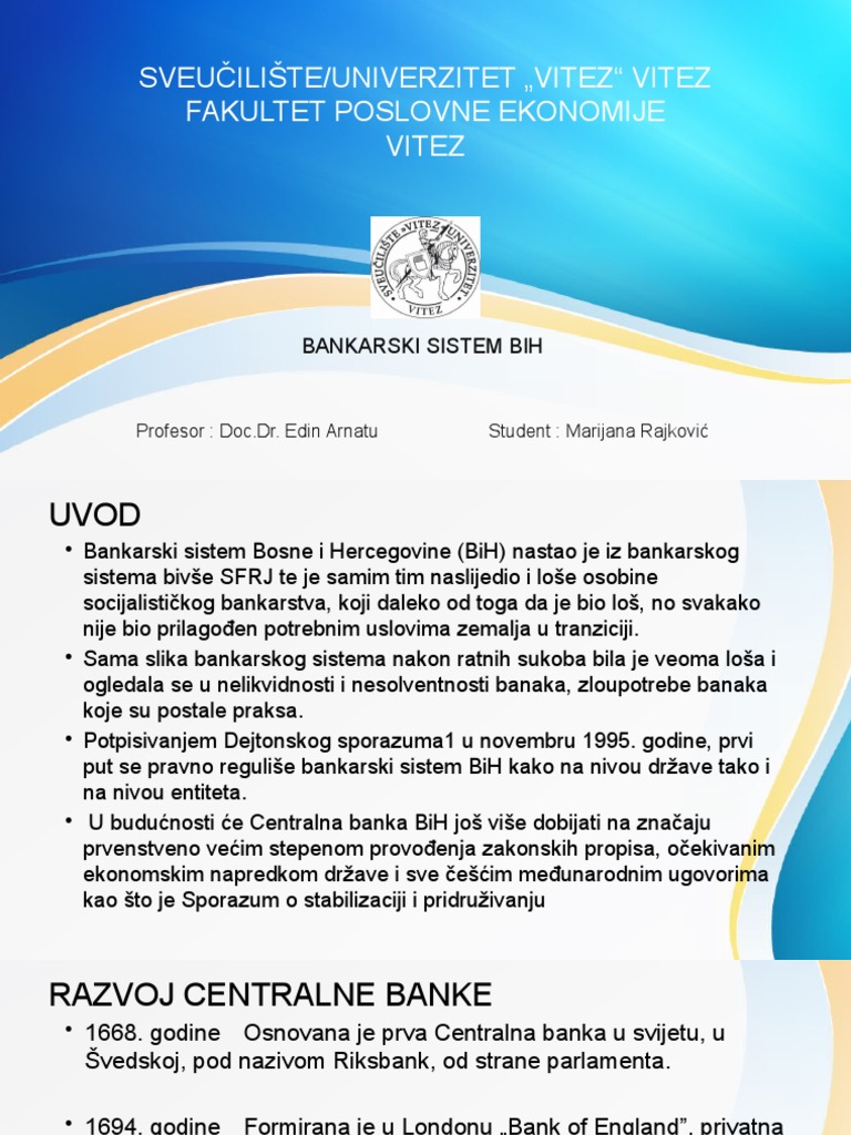 Bankarski Sistem Prezentacija | PDF