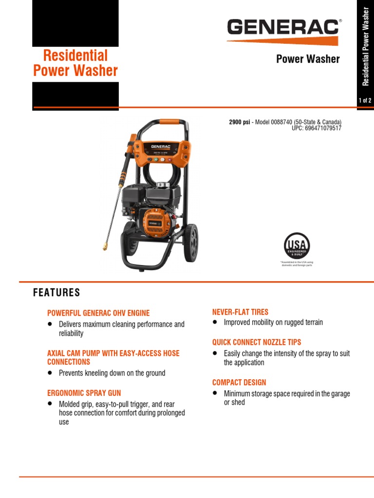 Residential Power Washer PDF Motor Oil Washing Machine