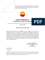 E - PetroChina - Resignation of Supervisor - June 2011