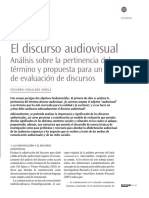 El Discurso Audiovisual: Análisis Sobre La Pertinencia Del Término y Propuesta para Un Modelo de Evaluación de Discursos