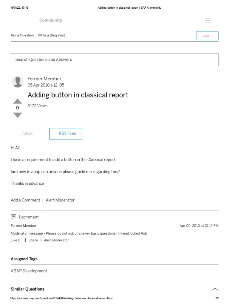 Adding Button in Classical Report - SAP Community | PDF | Internet ...