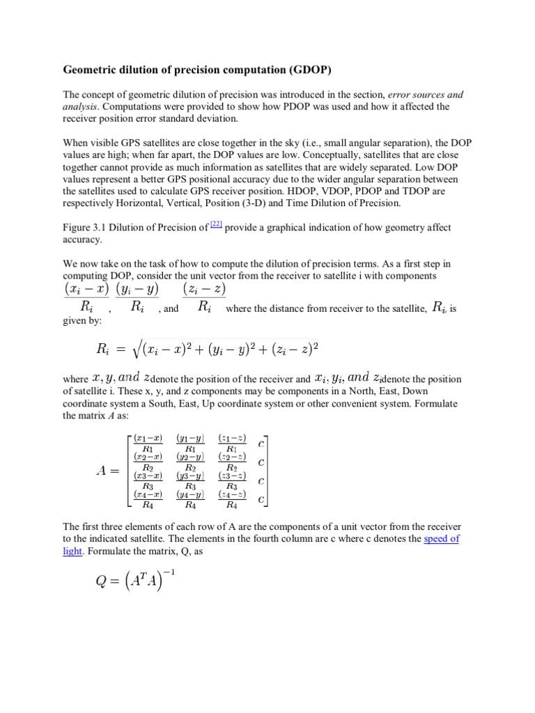 Geometric Dilution of Precision Computation Physics & Mathematics