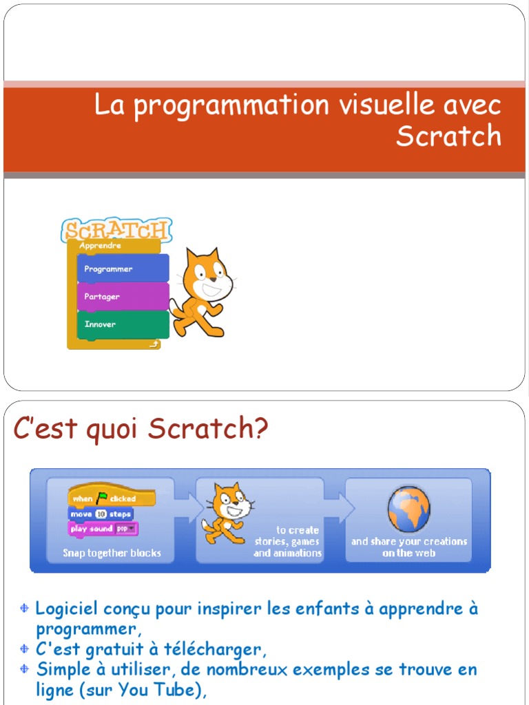 Prc3a9sentation de Scratch | PDF | Scratch (Langage de programation ...