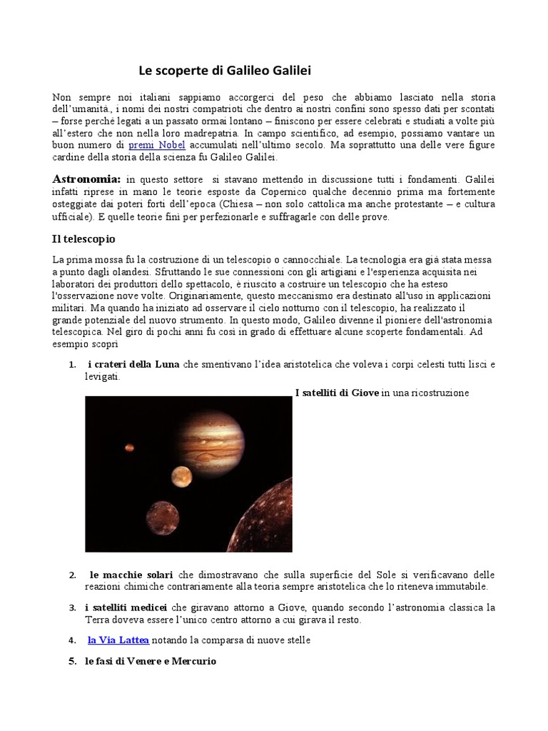 Le Scoperte Di Galileo Galilei PDF