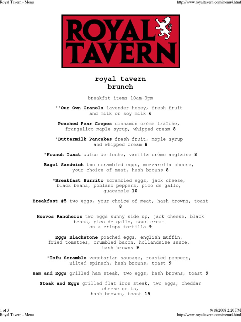 Brunch Menu PDF Food And Drink Cuisine