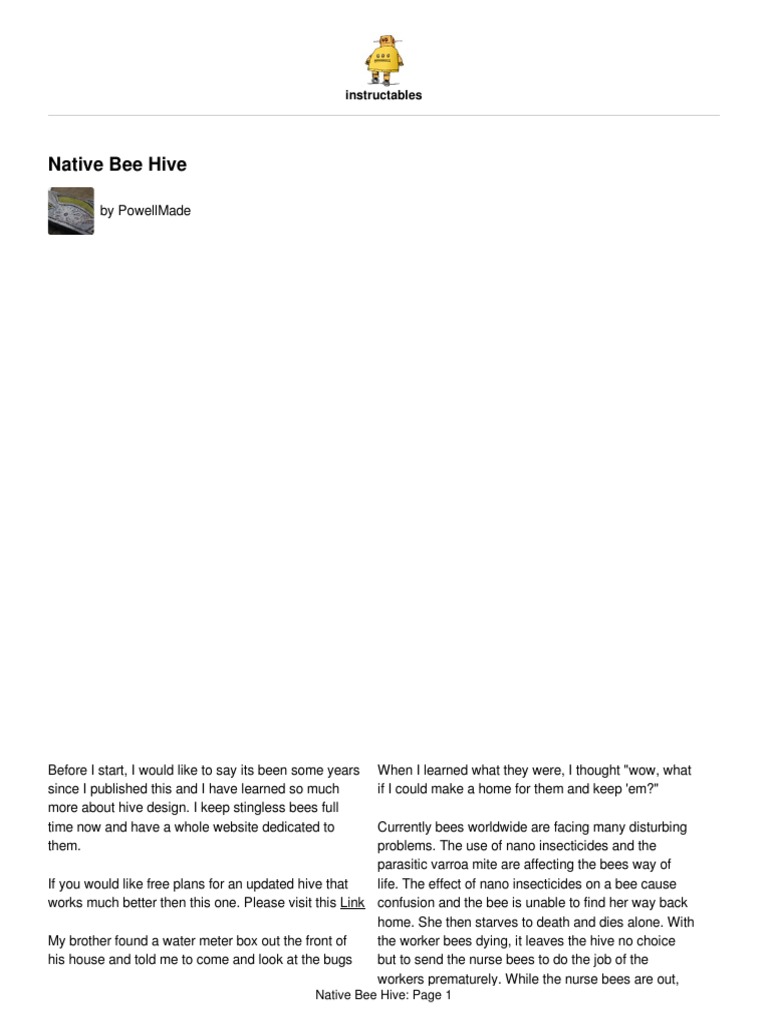 Build Your Own Native Bee Hive | PDF | Bees | Beehive