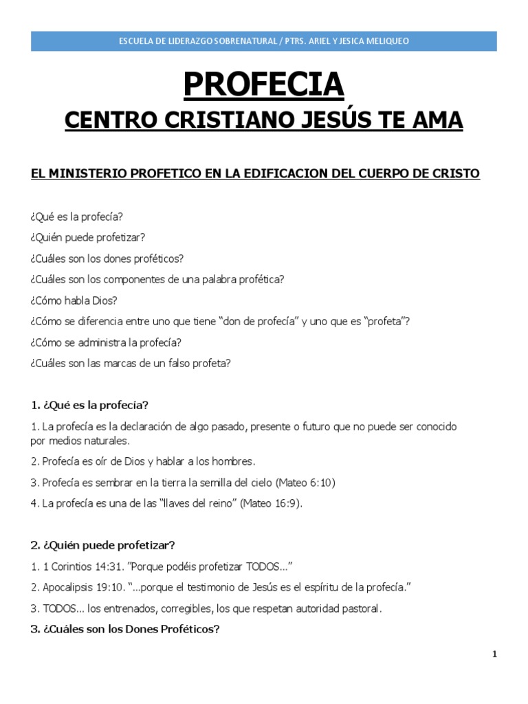 El Ministerio Profético en la Iglesia | PDF | Profecía | Jesús