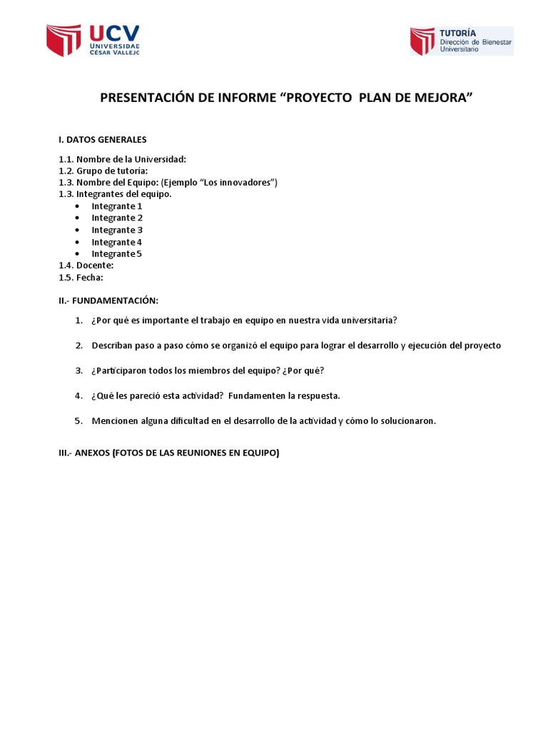 Informe Proyecto Plan de Mejora | PDF | Relaciones personales, crianza ...