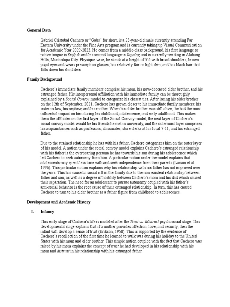 Example of A Case Profile in 3rd Person PDF Psychology
