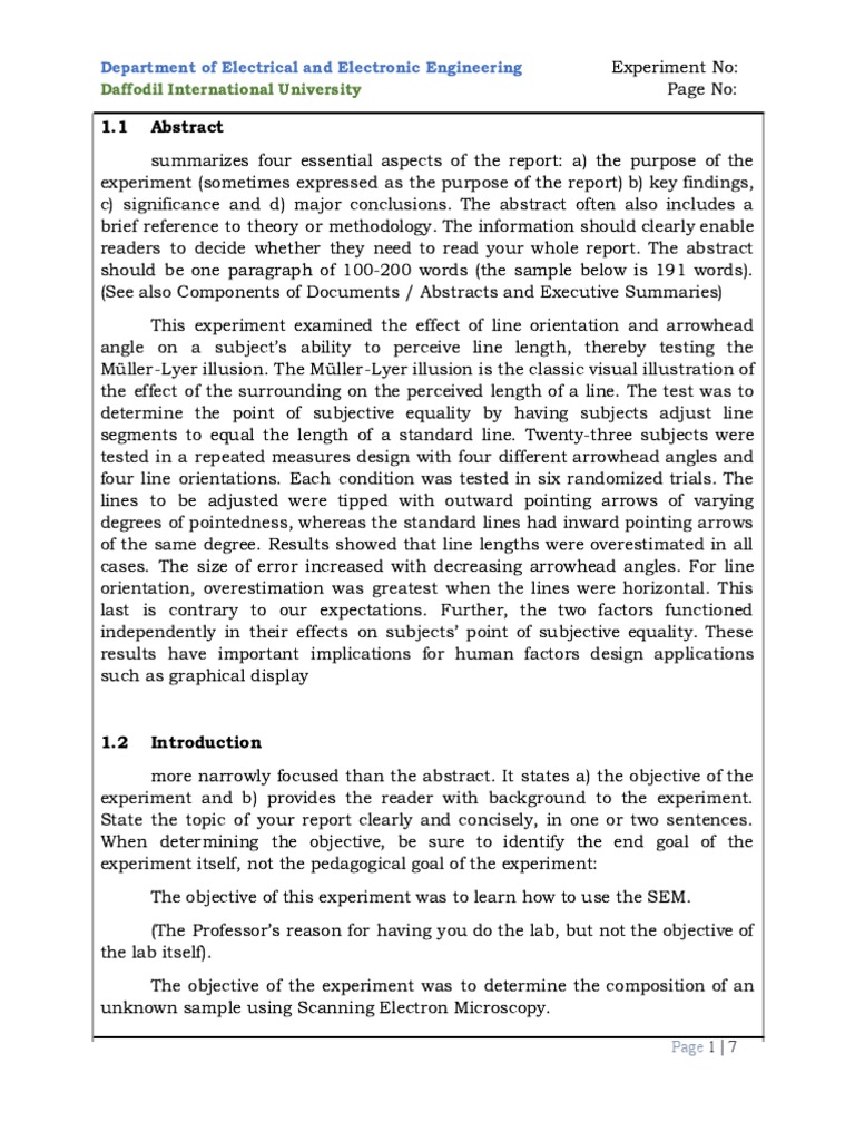 Lab Report Template - Open Ended Experiment | PDF