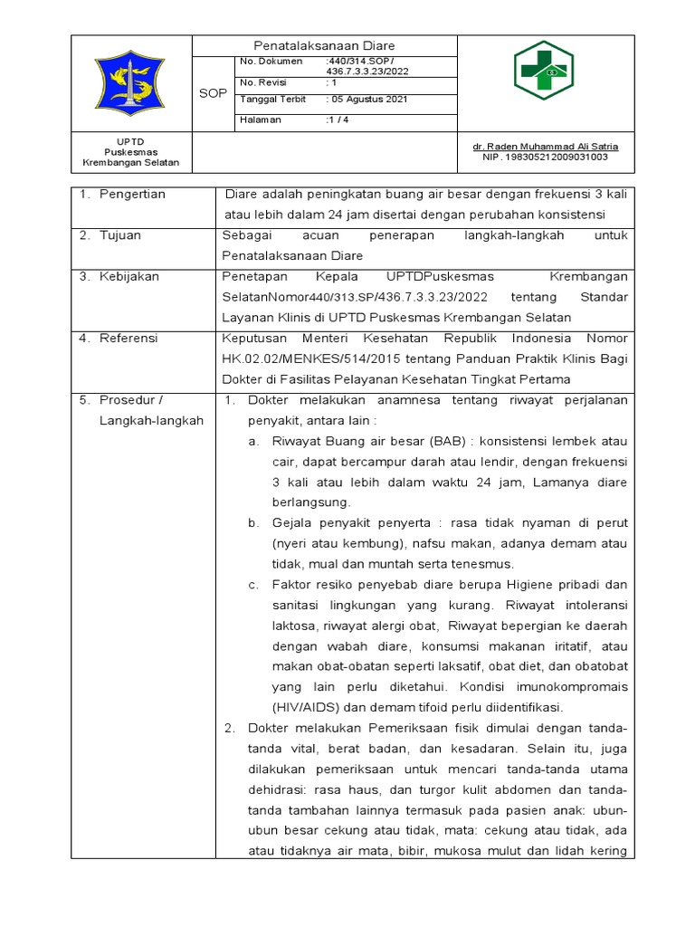 Panduan Penatalaksanaan Diare di Puskesmas | PDF
