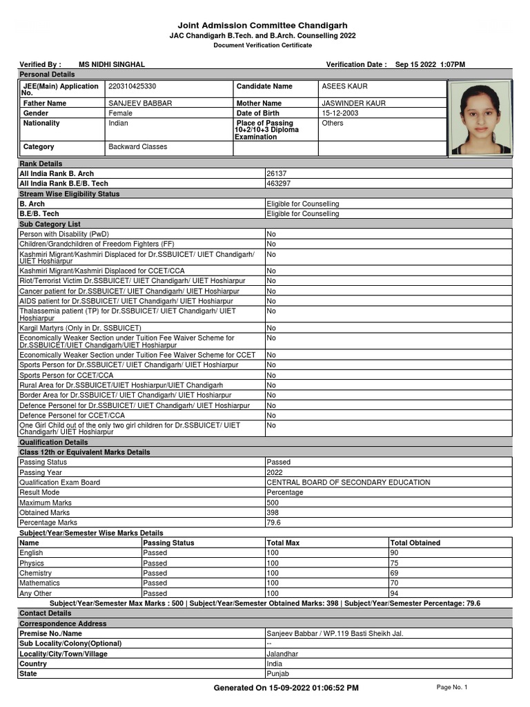 Asses Document Verification | PDF