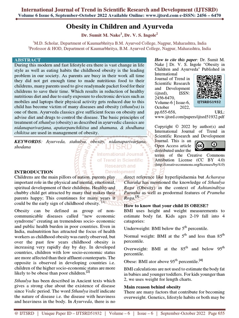 Obesity in Children and Ayurveda | PDF | Obesity | Body Mass Index