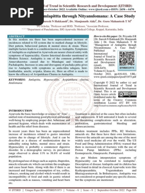 Management of Amlapittta through Nityanulomana A Case Study
