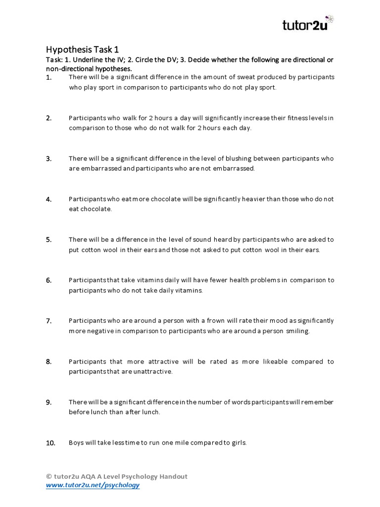 Hypothesis Writing PDF