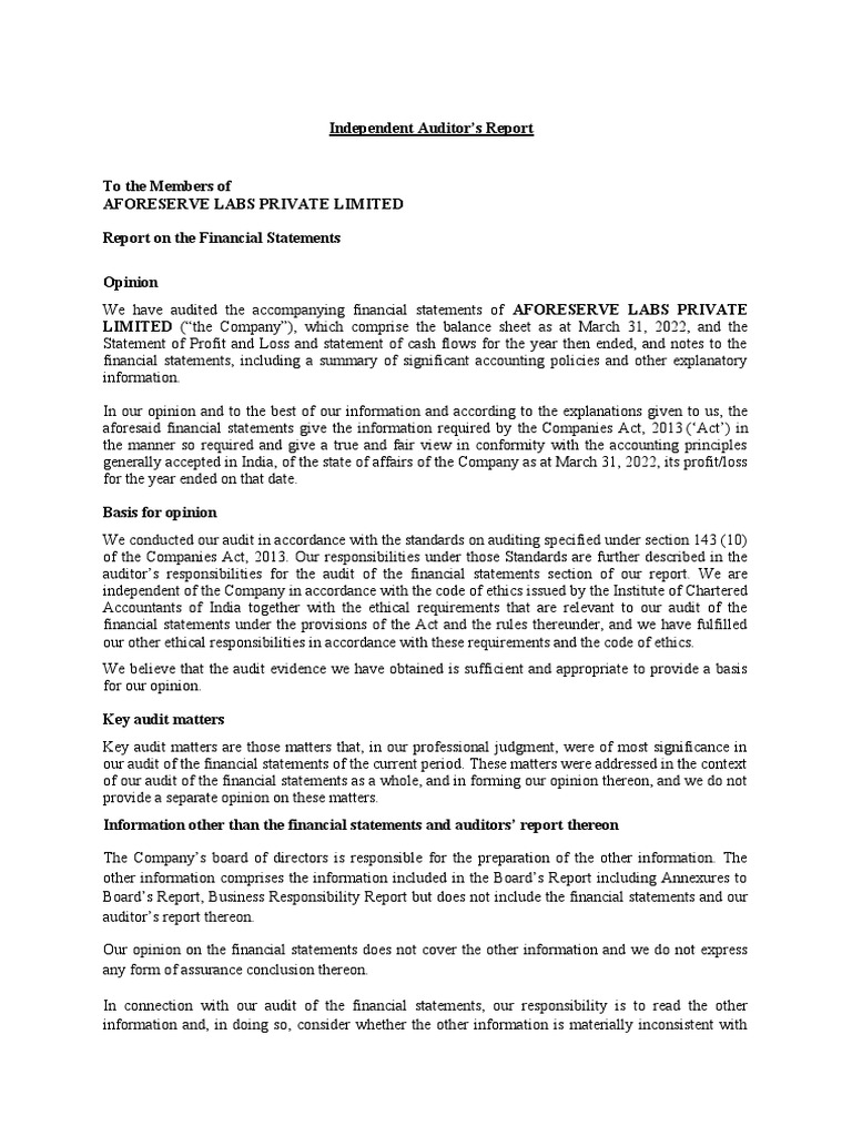 Independent Auditor's Report Final | PDF | Going Concern | Financial Audit