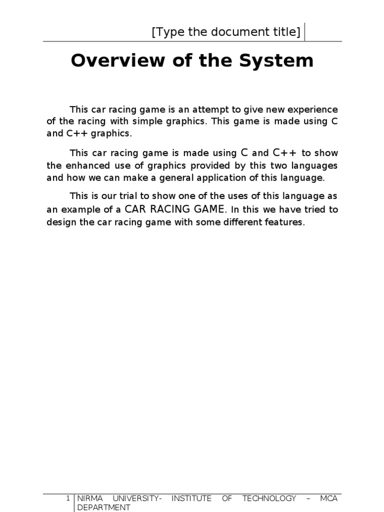 Car Racing Game Overview in C/C++ | PDF | Operating System | Microsoft ...