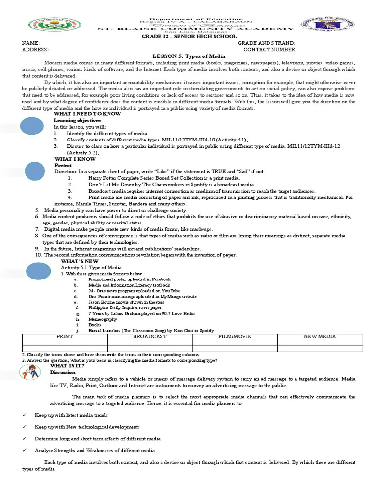 Media and Information Literacy Module 2 Week 5 PDF