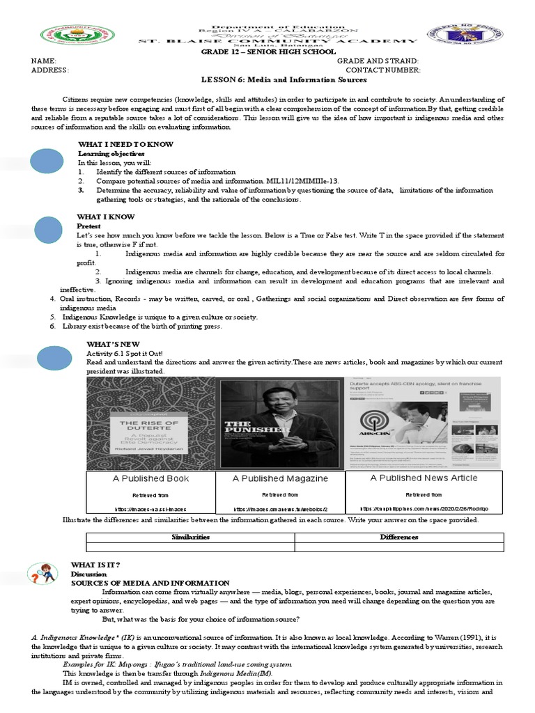 Media and Information Literacy Module 2 Week 6 PDF Libraries