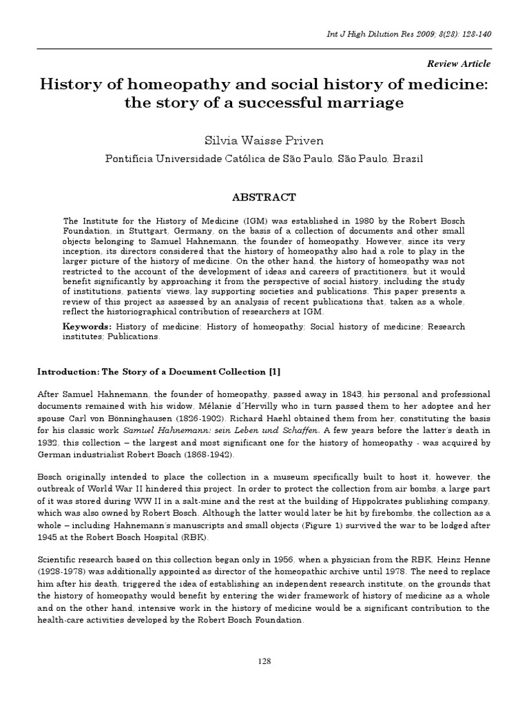 History of Homeopathy and Social History of Medicine The Story of A Successful Marriage PDF