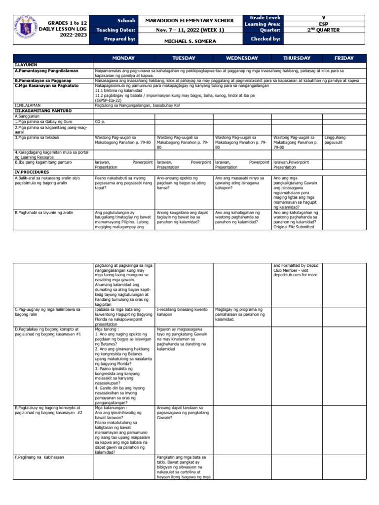 DLL - Esp 5 - Q2 - W1 | PDF