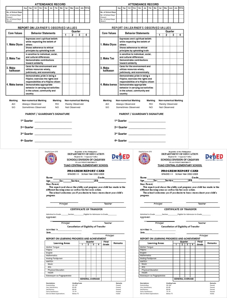 Progress Report Card III PDF